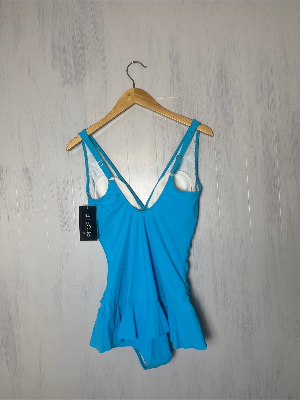 New Profile Blue One Piece Swim Suit Size 14 - Picture 3 of 7